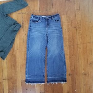 LOFT Wide Leg Raw Hem Jeans
